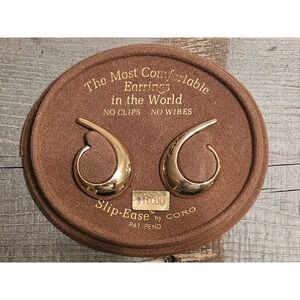 Coro Slip-Ease Earrings Gold Tone Clip On Comfort Statement Vintage
